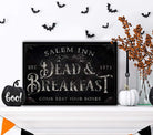 Personalized Dead & Breakfast Sign handmade by ToeFishArt. Original, custom, personalized wall decor signs. Canvas, Wood or Metal. Rustic modern farmhouse, cottagecore, vintage, retro, industrial, Americana, primitive, country, coastal, minimalist.
