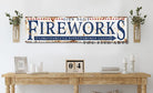 Personalized Rustic Fireworks stand Sign Family Name Open Daily handmade by ToeFishArt. Original, custom, personalized wall decor signs. Canvas, Wood or Metal. Rustic modern farmhouse, cottagecore, vintage, retro, industrial, Americana, primitive, country, coastal, minimalist.
