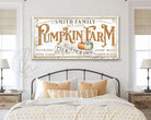 Pick Your Own Pumpkin Farm Sign handmade by ToeFishArt. Original, custom, personalized wall decor signs. Canvas, Wood or Metal. Rustic modern farmhouse, cottagecore, vintage, retro, industrial, Americana, primitive, country, coastal, minimalist.