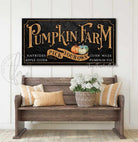 Pick Your Own Pumpkin Farm Sign handmade by ToeFishArt. Original, custom, personalized wall decor signs. Canvas, Wood or Metal. Rustic modern farmhouse, cottagecore, vintage, retro, industrial, Americana, primitive, country, coastal, minimalist.