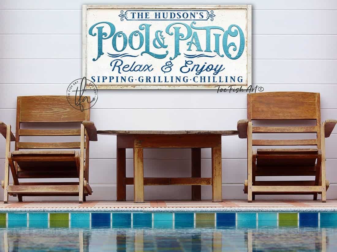 Pool & Patio Personalized Sign Relax & Enjoy – Toe Fish Art