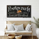 Pumpkin Patch Bed & Breakfast Sign handmade by ToeFishArt. Original, custom, personalized wall decor signs. Canvas, Wood or Metal. Rustic modern farmhouse, cottagecore, vintage, retro, industrial, Americana, primitive, country, coastal, minimalist.