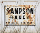Ranch Sign handmade by ToeFishArt. Original, custom, personalized wall decor signs. Canvas, Wood or Metal. Rustic modern farmhouse, cottagecore, vintage, retro, industrial, Americana, primitive, country, coastal, minimalist.