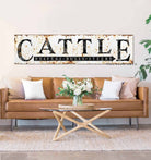 Rustic Cattle Sign Heifers Bulls Steers handmade by ToeFishArt. Original, custom, personalized wall decor signs. Canvas, Wood or Metal. Rustic modern farmhouse, cottagecore, vintage, retro, industrial, Americana, primitive, country, coastal, minimalist.