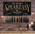 Speakeasy & Lounge Personalized Name Sign, Vintage Roaring 1920s Parisian Inspired Gatsby Style Wall Décor handmade by ToeFishArt. Original, custom, personalized wall decor signs. Canvas, Wood or Metal. Rustic modern farmhouse, cottagecore, vintage, retro, industrial, Americana, primitive, country, coastal, minimalist.
