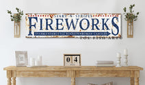 Rustic Fireworks Stand Personalized Sign Family Name Stars-N-Stripes Open Daily