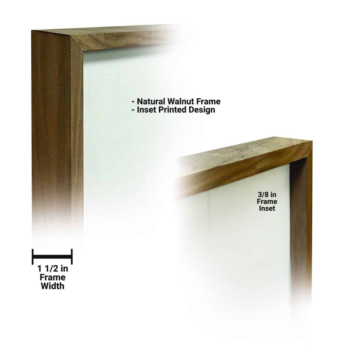 Toe Fish Art's real wood shiplap signs, photos of real raw walnut frame.