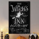 The Witch's Inn Dead & Breakfast Sign handmade by ToeFishArt. Original, custom, personalized wall decor signs. Canvas, Wood or Metal. Rustic modern farmhouse, cottagecore, vintage, retro, industrial, Americana, primitive, country, coastal, minimalist.
