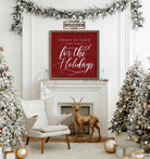There's No Place Like Home for The Holidays Decoration in Vibrant Holiday Red and White, Vintage Christmas Wall Art, Framed Hardwood Shiplap Sign handmade by ToeFishArt. Original, custom, personalized wall decor signs. Canvas, Wood or Metal. Rustic modern farmhouse, cottagecore, vintage, retro, industrial, Americana, primitive, country, coastal, minimalist.