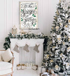 Tis The Season To Be Jolly Sign handmade by ToeFishArt. Original, custom, personalized wall decor signs. Canvas, Wood or Metal. Rustic modern farmhouse, cottagecore, vintage, retro, industrial, Americana, primitive, country, coastal, minimalist.