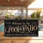 Create an outdoor retreat or entertaining space with a perfect message and personalized family name on this custom Pool & Patio sign. Ideal for poolside, patios, decks, spas, and bar-grill areas, this durable sign adds character. Be surrounded by decor you LOVE! Choose between premium framed canvas or durable outdoor metal. Toe Fish Art makes artisan wall art with American materials. Proudly Made in the USA, each piece is expertly constructed with genuine craftsmanship, heritage quality, and rustic charm.