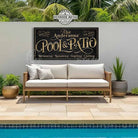 Create an outdoor retreat or entertaining space with a perfect message and personalized family name on this custom Pool & Patio sign. Ideal for poolside, patios, decks, spas, and bar-grill areas, this durable sign adds character. Be surrounded by decor you LOVE! Choose between premium framed canvas or durable outdoor metal. Toe Fish Art makes artisan wall art with American materials. Proudly Made in the USA, each piece is expertly constructed with genuine craftsmanship, heritage quality, and rustic charm.