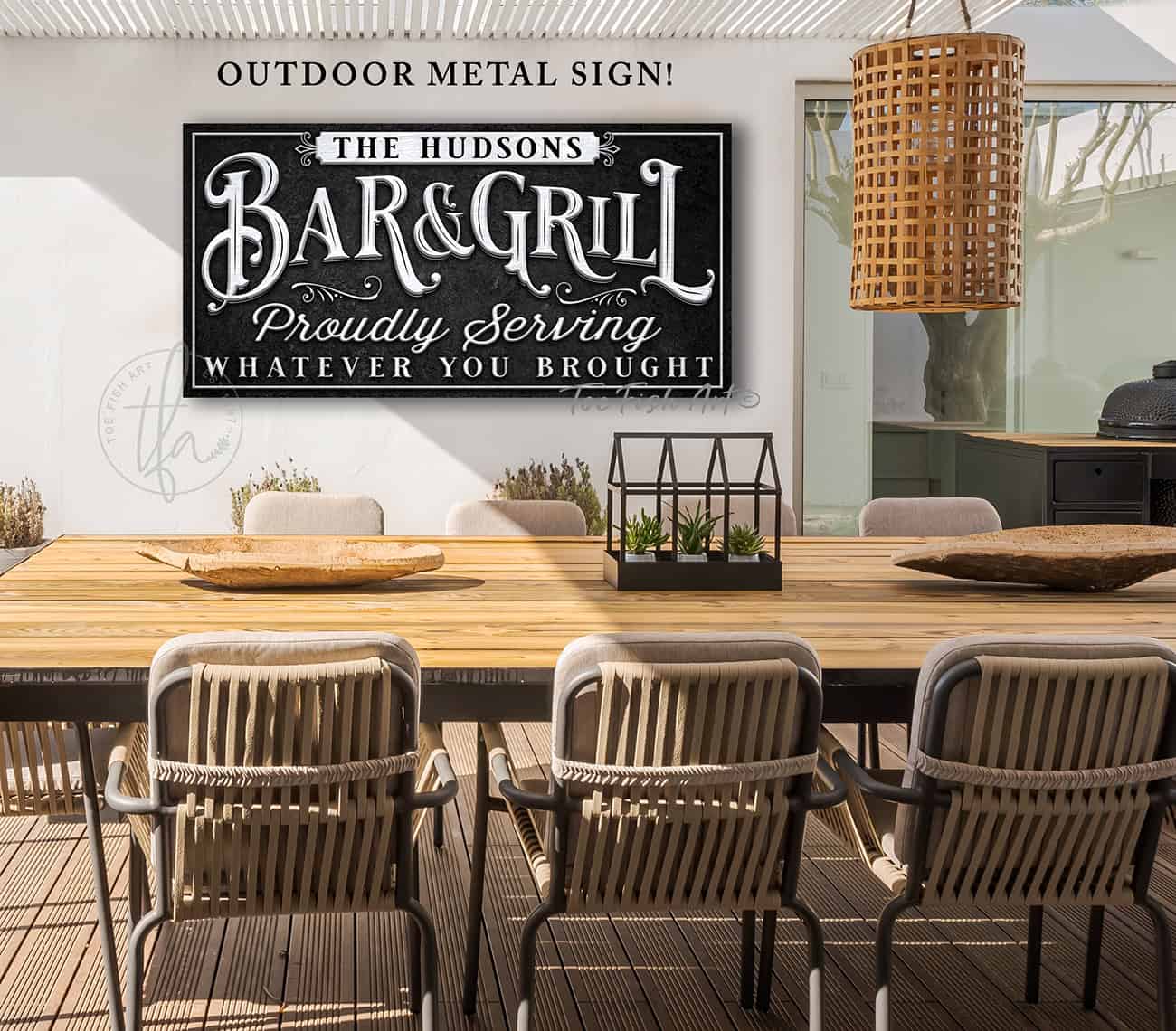 Bar & Grill Indoor-Outdoor Metal Personalized Sign