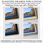 Toe Fish Art solid wood floating frames for canvas signs. Available for all canvas sizes from small to huge! Color options available: Black, Natural Wood, Walnut, White. Specifications and details as shown.