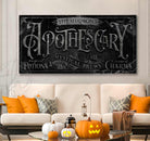 Halloween Sign ApotheScary Magical Potions Home Creepy Rustic Fall Medieval Spooky Vintage Farmhouse Wall Decor handmade by ToeFishArt. Original, custom, personalized wall decor signs. Canvas, Wood or Metal. Rustic modern farmhouse, cottagecore, vintage, retro, industrial, Americana, primitive, country, coastal, minimalist.