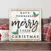Have Yourself a Merry Little Christmas Sign Vintage Cottage Holiday Wall Decor (color options)