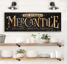 Mercantile Personalized Sign handmade by ToeFishArt. Original, custom, personalized wall decor signs. Canvas, Wood or Metal. Rustic modern farmhouse, cottagecore, vintage, retro, industrial, Americana, primitive, country, coastal, minimalist.