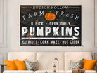 Transform your fall decor with this personalized "Farm Fresh Pumpkins" sign by Toe Fish Art. An investment you'll treasure season after season, it's the perfect way to add instant farmhouse charm to your porch, entryway, or living space. Be surrounded by decor you LOVE! Choose premium framed canvas or durable outdoor metal. Toe Fish Art makes artisan wall art with American materials. Proudly Made in the USA, each piece is expertly constructed with genuine craftsmanship, heritage quality, and rustic charm.