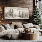 Vintage Christmas decoration—snowy forest scene wall decor with "Let Heaven and Nature Sing" Christian holiday hymn song lyrics. Canvas or outdoor metal cottagecore farmhouse sign.—Toe Fish Art makes authentic wall art with American sourced materials. Proudly made in the USA, each sign is constructed with genuine craftsmanship, heritage quality, and rustic charm. Our premium, handcrafted pieces are built to last. Discover American made wall art at toefishart.com—crafted to inspire, made to endure.