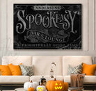 Spookeasy Bar & Lounge Halloween Home Decor Canvas or Outdoor Metal Sign handmade by ToeFishArt. Original, custom, personalized wall decor signs. Canvas, Wood or Metal. Rustic modern farmhouse, cottagecore, vintage, retro, industrial, Americana, primitive, country, coastal, minimalist.