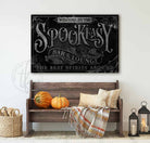 Spookeasy Bar & Lounge Halloween Home Decor Canvas or Outdoor Metal Sign handmade by ToeFishArt. Original, custom, personalized wall decor signs. Canvas, Wood or Metal. Rustic modern farmhouse, cottagecore, vintage, retro, industrial, Americana, primitive, country, coastal, minimalist.