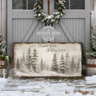 Vintage Christmas decoration—snowy forest scene wall decor with "Let Heaven and Nature Sing" Christian holiday hymn song lyrics. Canvas or outdoor metal cottagecore farmhouse sign.—Toe Fish Art makes authentic wall art with American sourced materials. Proudly made in the USA, each sign is constructed with genuine craftsmanship, heritage quality, and rustic charm. Our premium, handcrafted pieces are built to last. Discover American made wall art at toefishart.com—crafted to inspire, made to endure.