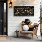 This personalized Happy New Year decoration sign by Toe Fish Art evokes the opulence of 1920s Paris, blending gold elegance with sleek black sophistication. Available in framed canvas or weather-resistant outdoor metal, perfect for any setting—from intimate home displays to outdoor entertaining. Customize this sign to reflect your personal style or celebration theme. Transform your space into a venue worthy of champagne toasts and cherished moments.