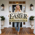 Hop into spring with this personalized Easter welcome sign by Toe Fish Art.—Made in sturdy outdoor metal or indoor framed canvas; either option brings vintage farmhouse charm! Featuring a cheerful spring meadow wildflower scene, this customized piece works magic on entryways, porches, and fireplace mantels. Toe Fish Art creates artisan-made wall décor using American sourced materials. Proudly Made in the USA, each sign is expertly constructed with genuine craftsmanship, heritage quality, and rustic charm.