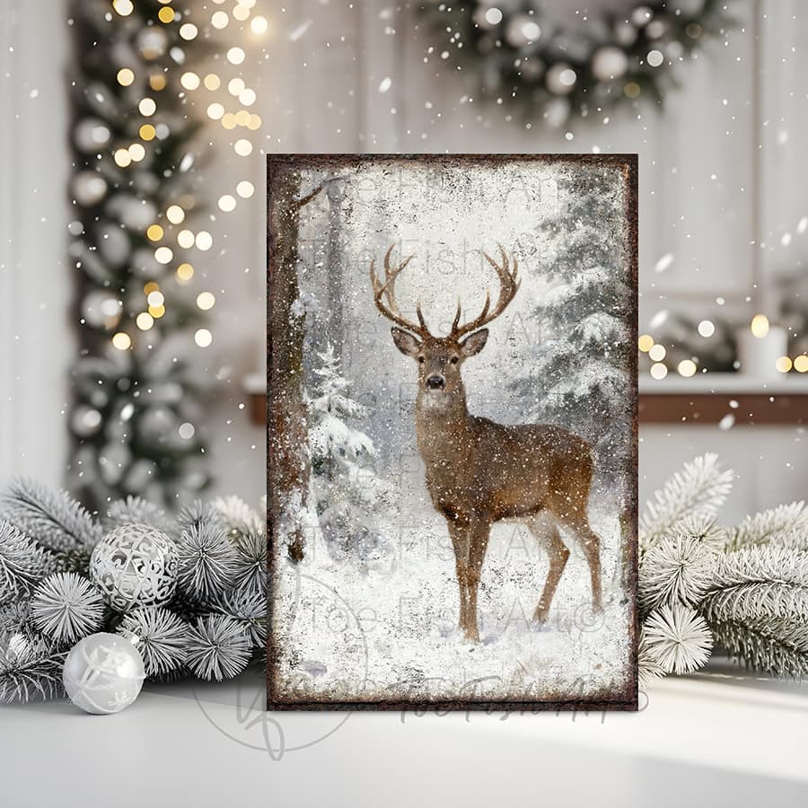 Transform your space into a sanctuary of natural beauty with this stunning whitetail buck wall art, handmade in the USA by Toe Fish Art in framed canvas or outdoor metal. The serene snowy forest setting creates a sense of calm sophistication, while the deer's powerful presence anchors any room. Toe Fish Art creates artisan-made wall décor with American sourced materials. Proudly Made in the USA, each sign is expertly constructed with genuine craftsmanship, heritage quality, and rustic charm.