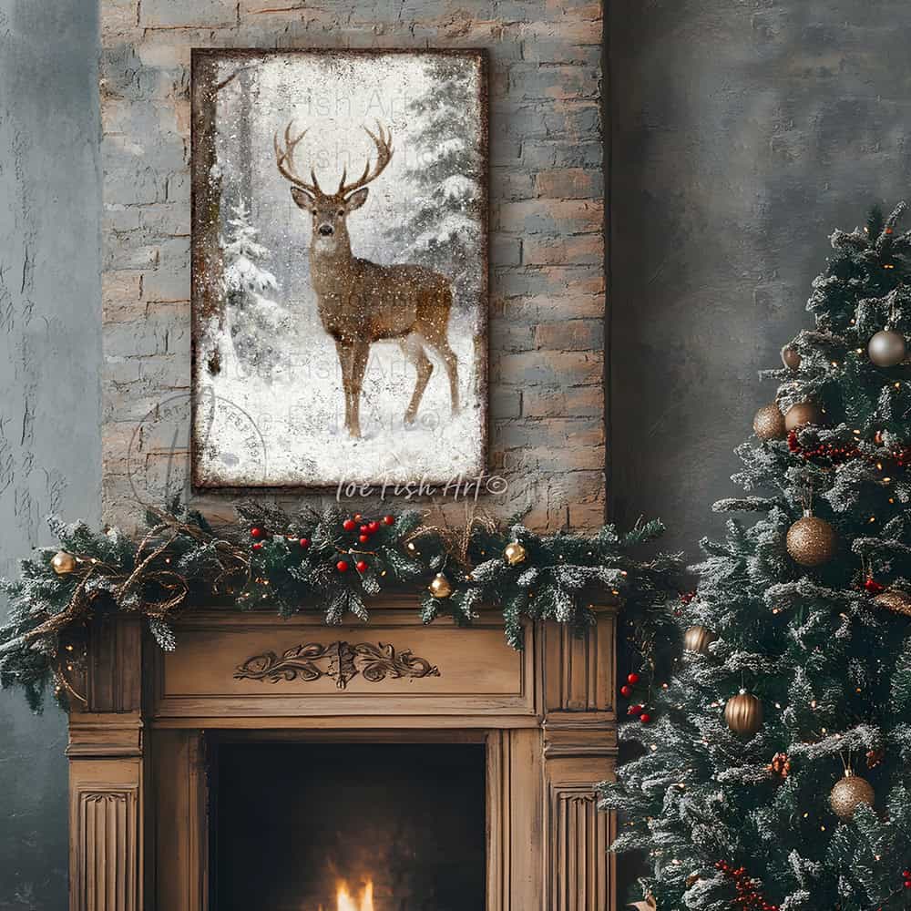 Transform your space into a sanctuary of natural beauty with this stunning whitetail buck wall art, handmade in the USA by Toe Fish Art in framed canvas or outdoor metal. The serene snowy forest setting creates a sense of calm sophistication, while the deer's powerful presence anchors any room. Toe Fish Art creates artisan-made wall décor with American sourced materials. Proudly Made in the USA, each sign is expertly constructed with genuine craftsmanship, heritage quality, and rustic charm.