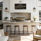 Welcome guests to your outdoor entertaining space with this personalized patio bar and grill sign by Toe Fish Art. Customize with your family name, clever welcome phrase, or business name to create distinctive decor for your deck, outdoor kitchen, or poolside bar. Available in outdoor metal or canvas. Toe Fish Art creates artisan-made wall décor using American sourced materials. Proudly Made in the USA, each sign is expertly constructed with genuine craftsmanship, heritage quality, and rustic charm.