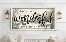 Most Wonderful Time of the Year Canvas or Outdoor Metal Sleigh Ride Scene (color options)