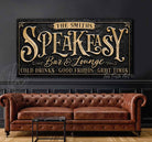 Speakeasy Bar & Lounge Canvas or Metal Personalize-able wall decor sign handmade by ToeFishArt. Original, custom, personalized wall decor signs. Canvas, Wood or Metal. Rustic modern farmhouse, cottagecore, vintage, retro, industrial, Americana, primitive, country, coastal, minimalist.