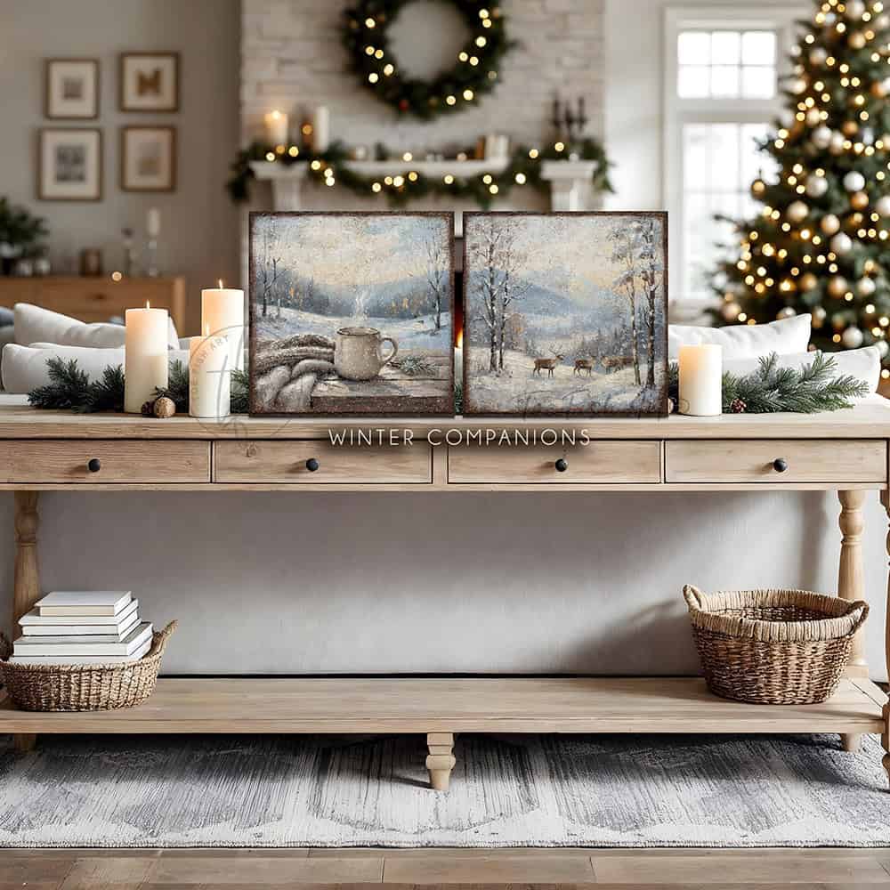 Bring the hygge vibes home with this charming canvas print of a steaming mug of coffee or hot cocoa nestled in a snowy winter wonderland.—Toe Fish Art makes authentic wall art with American sourced materials. Proudly made in the USA, each sign is constructed with genuine craftsmanship, heritage quality, and rustic charm. Our premium, handcrafted pieces are built to last. Discover American made wall art at toefishart.com—crafted to inspire, made to endure.