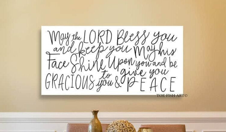 May the Lord Bless You and Keep You (Bible Verse Numbers 6:24-26) Sign (color options)