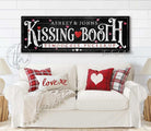 Valentine's Day Decoration Personalized Name Kissing Booth Sign Wall Art, Black & White Decor, Candy Hearts, Couples Be Mine Gift handmade by ToeFishArt. Original, custom, personalized wall decor signs. Canvas, Wood or Metal. Rustic modern farmhouse, cottagecore, vintage, retro, industrial, Americana, primitive, country, coastal, minimalist.