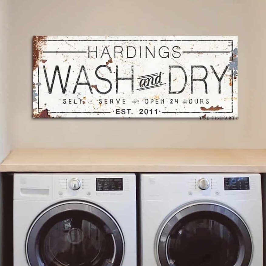 Wash and Dry Laundry Room Sign, Personalized Name Date, Self Serve 24 ...