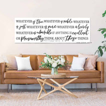 Whatever is True Sign Sign handmade by ToeFishArt. Original, custom, personalized wall decor signs. Canvas, Wood or Metal. Rustic modern farmhouse, cottagecore, vintage, retro, industrial, Americana, primitive, country, coastal, minimalist.