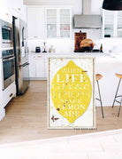 When Life Gives You Lemons Sign handmade by ToeFishArt. Original, custom, personalized wall decor signs. Canvas, Wood or Metal. Rustic modern farmhouse, cottagecore, vintage, retro, industrial, Americana, primitive, country, coastal, minimalist.