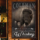 Whiskey Sign handmade by ToeFishArt. Original, custom, personalized wall decor signs. Canvas, Wood or Metal. Rustic modern farmhouse, cottagecore, vintage, retro, industrial, Americana, primitive, country, coastal, minimalist.