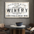 Winery Sign handmade by ToeFishArt. Original, custom, personalized wall decor signs. Canvas, Wood or Metal. Rustic modern farmhouse, cottagecore, vintage, retro, industrial, Americana, primitive, country, coastal, minimalist.