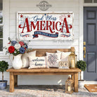 Celebrate America’s 250th anniversary with this God Bless America wall art by Toe Fish Art, a timeless tribute to faith, freedom, and patriotism in red, white, and blue, with a heartfelt message surrounded by stars and fireworks, perfect for 4th of July decor. Choose between premium framed canvas or durable outdoor metal. Toe Fish Art makes artisan wall art with American materials. Proudly Made in the USA, each piece is expertly constructed with genuine craftsmanship, heritage quality, and rustic charm.