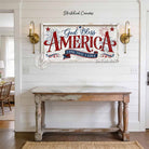 Celebrate America’s 250th anniversary with this God Bless America wall art by Toe Fish Art, a timeless tribute to faith, freedom, and patriotism in red, white, and blue, with a heartfelt message surrounded by stars and fireworks, perfect for 4th of July decor. Choose between premium framed canvas or durable outdoor metal. Toe Fish Art makes artisan wall art with American materials. Proudly Made in the USA, each piece is expertly constructed with genuine craftsmanship, heritage quality, and rustic charm.