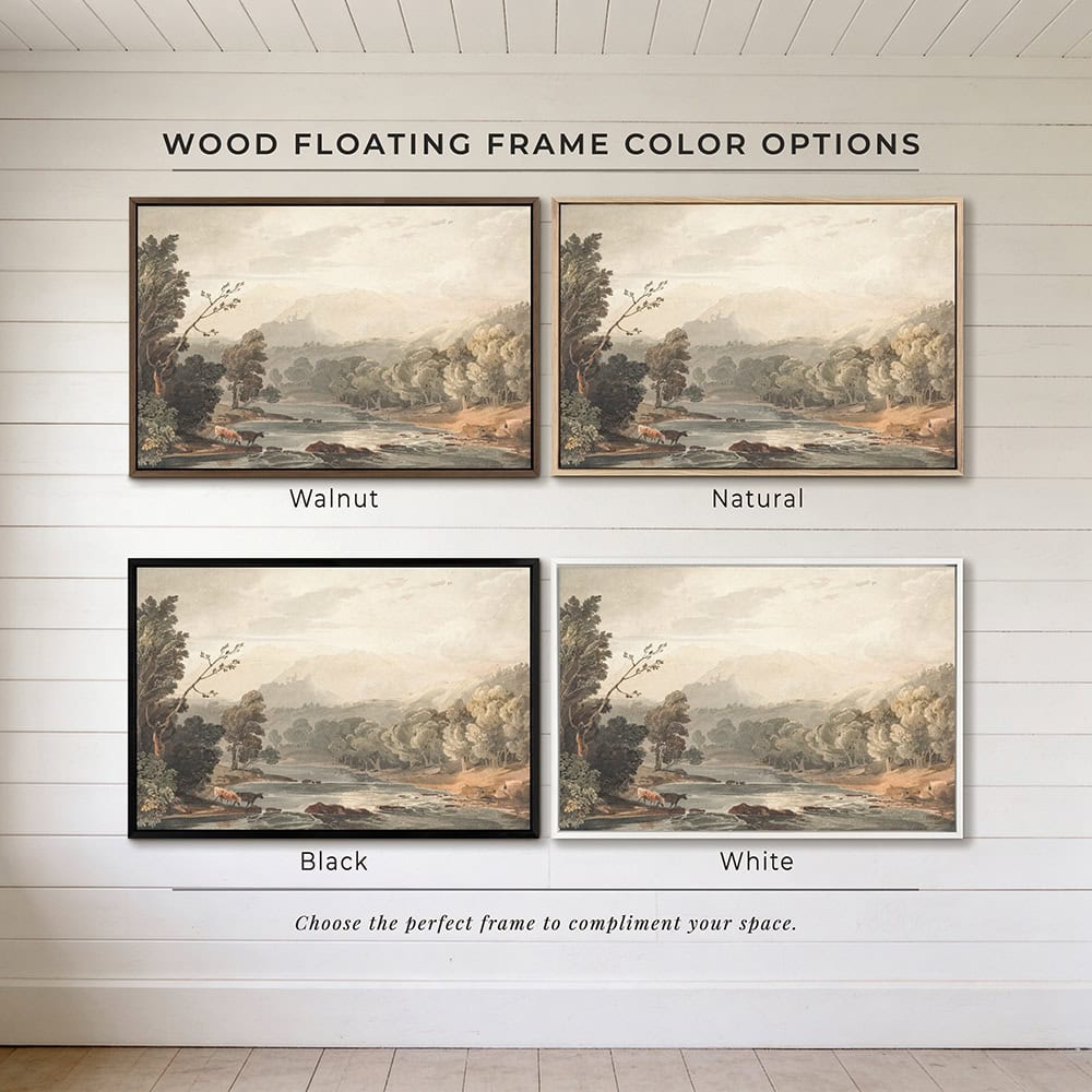 This peaceful Mountain River Valley Landscape—Framed Wall Decor by Toe Fish Art features a serene river valley resting below a distant sunlit mountainside. Your home shouldn’t just look beautiful—it should feel like your favorite place. Be surrounded by decor you LOVE! Toe Fish Art makes artisan wall art with American materials. Proudly Made in the USA, each piece is expertly constructed with genuine craftsmanship, heritage quality, and rustic charm.