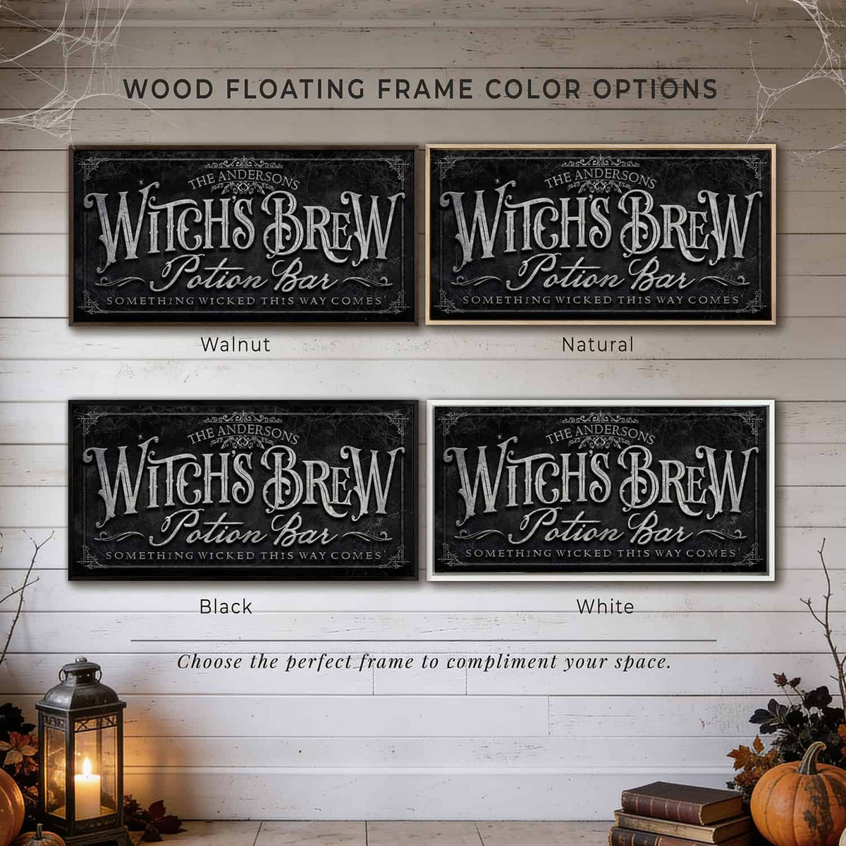 Create the ultimate Halloween home bar, coffee station, or porch display with this personalized Witch’s Brew Potion Bar sign from Toe Fish Art, built for interior and exterior spaces. Choose between premium framed canvas or durable outdoor metal. Toe Fish Art makes artisan wall art with American materials. Proudly Made in the USA, each piece is expertly constructed with genuine craftsmanship, heritage quality, and rustic charm.