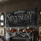 Make your Halloween Bar & Lounge decor hauntingly unique with "Spookeasy Enter If You Dare" Personalized Halloween Sign custom made by Toe Fish Art. Be surrounded by decor you LOVE! Choose between premium framed canvas or durable outdoor metal. Toe Fish Art makes artisan wall art with American materials. Proudly Made in the USA, each piece is expertly constructed with genuine craftsmanship, heritage quality, and rustic charm.