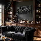Make your Halloween Bar & Lounge decor hauntingly unique with "Spookeasy Enter If You Dare" Personalized Halloween Sign custom made by Toe Fish Art. Be surrounded by decor you LOVE! Choose between premium framed canvas or durable outdoor metal. Toe Fish Art makes artisan wall art with American materials. Proudly Made in the USA, each piece is expertly constructed with genuine craftsmanship, heritage quality, and rustic charm.
