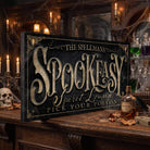 Create the ultimate Halloween home bar with this personalized Halloween bar sign from Toe Fish Art. Inspired by the charm of vintage speakeasies, our "Spookeasy Spirit Lounge" sign transforms your entertaining space with spooky sophistication. Choose between premium framed canvas or durable outdoor metal. Toe Fish Art makes artisan wall art with American materials. Proudly Made in the USA, each piece is expertly constructed with genuine craftsmanship, heritage quality, and rustic charm.