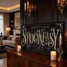 Create the ultimate Halloween home bar with this personalized Halloween bar sign from Toe Fish Art. Inspired by the charm of vintage speakeasies, our "Spookeasy Spirit Lounge" sign transforms your entertaining space with spooky sophistication. Choose between premium framed canvas or durable outdoor metal. Toe Fish Art makes artisan wall art with American materials. Proudly Made in the USA, each piece is expertly constructed with genuine craftsmanship, heritage quality, and rustic charm.