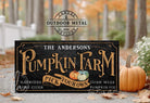 Decorate your home with this vintage personalized pumpkin farm sign by Toe Fish Art. Available in framed canvas or outdoor metal for timeless seasonal decor indoors or outdoors. Proudly crafted in the USA, each piece is artisan-made using authentic, American sourced materials. With genuine craftsmanship with heritage quality, this wall art brings timeless elegance, rustic charm, and a unique touch to any space. Featuring rustic black and burnt-orange tones, it captures autumn charm.